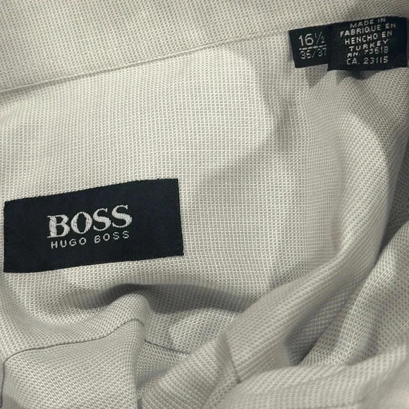 BOSS by Hugo Boss Light Grey Button-up Pocket Shirt Men’s 16.5 36/37 - Picture 3 of 3